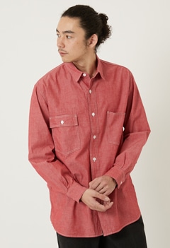 6oz シャンブレーワークシャツ（S / RED）