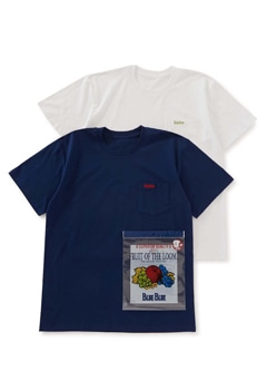FRUIT OF THE LOOM・BLUE BLUE オーガニックコットン 2パック ポケットTシャツ（XS / NAVY）