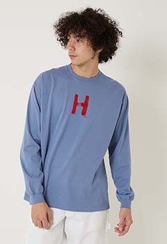 オーガニックコットン ハンドドローイングH ロングスリーブTシャツ（S / BLUE）