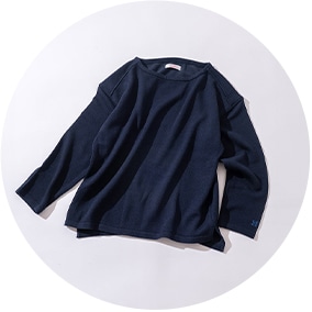 ウェーブコットン ボートネック セーター