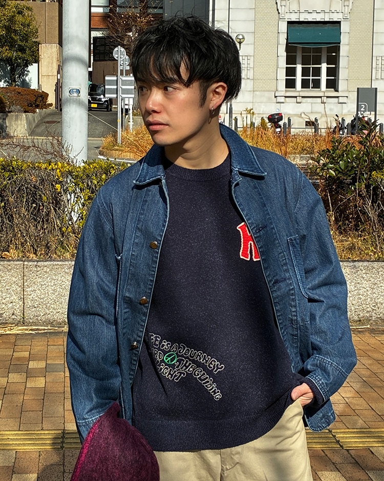 ループヤーン スプリングニットロゴ プルオーバー