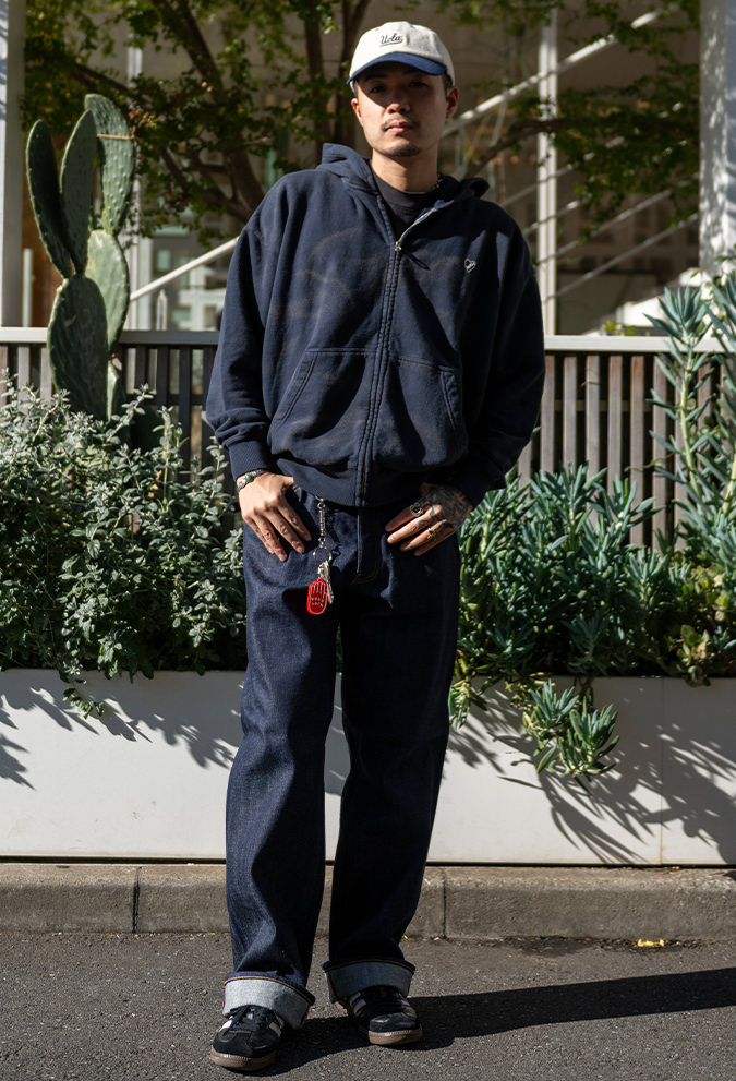 ハートインワッペン ヴィンテージウォッシュジップパーカ