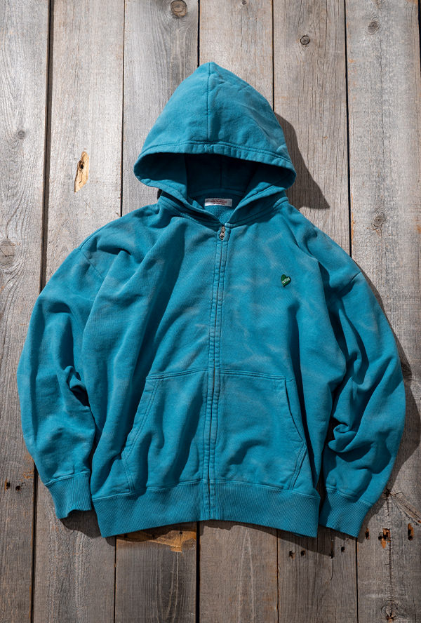 ハートインワッペン ヴィンテージウォッシュジップパーカ