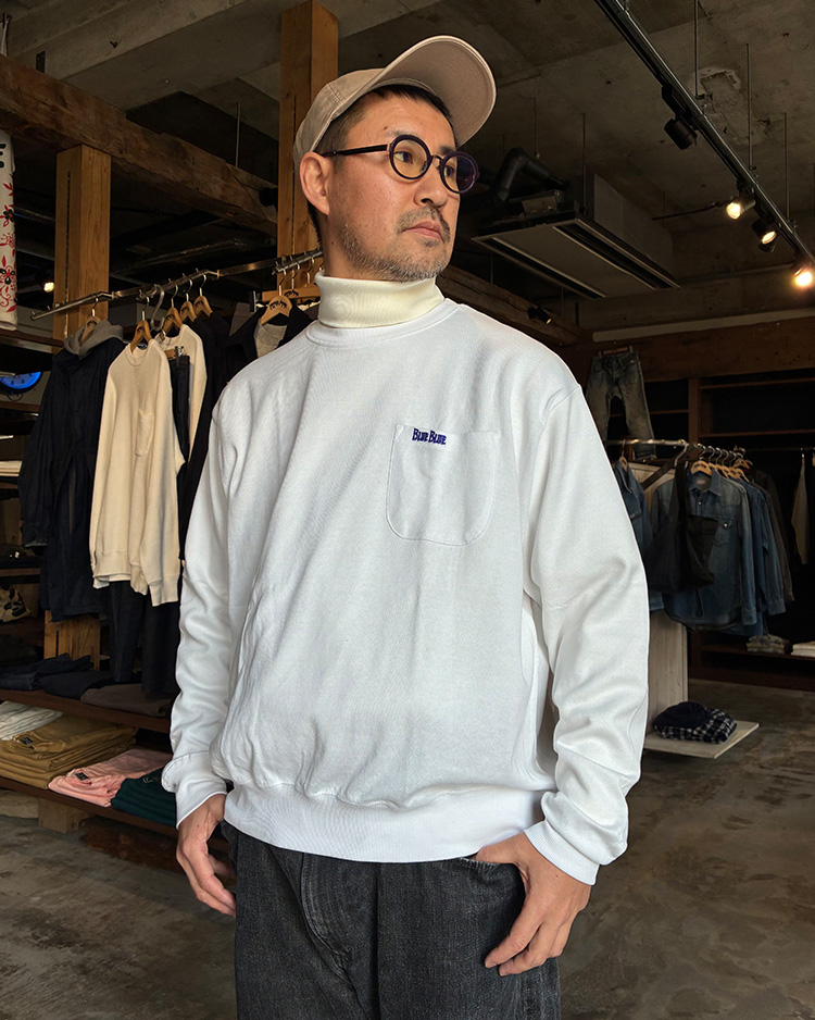 FRUIT OF THE LOOM × BLUE BLUE ニットライク クルーネックポケットシャツ