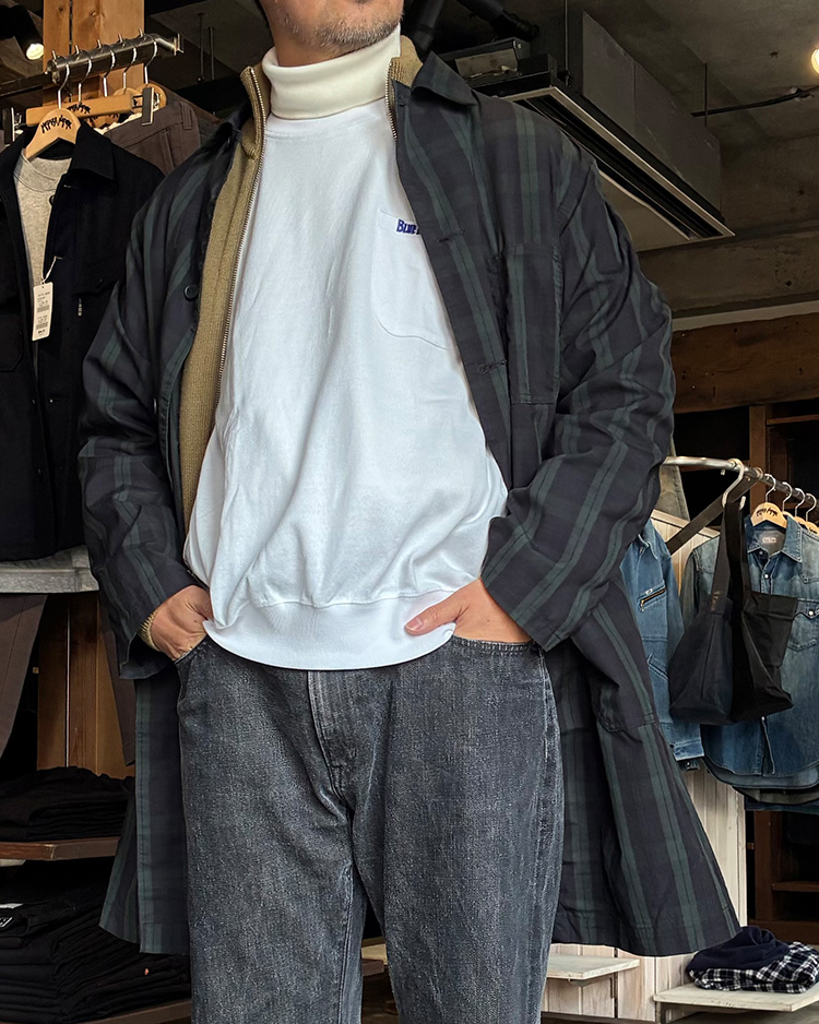 FRUIT OF THE LOOM × BLUE BLUE ニットライク クルーネックポケットシャツ