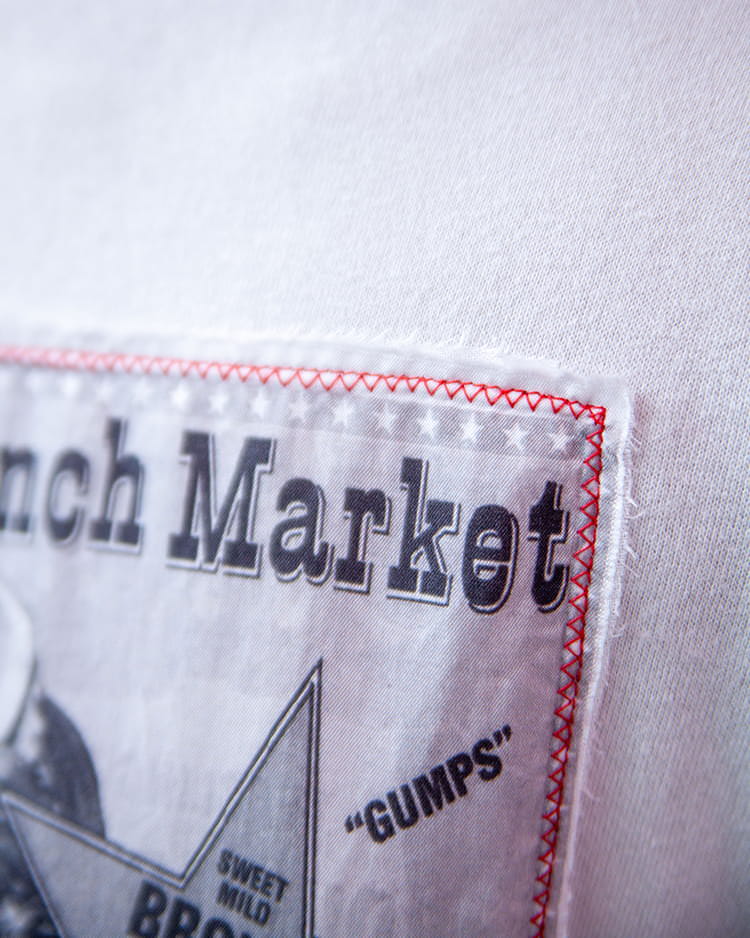 ガーゼウラケ アドバタイジング パッチワーク ロングスリーブTシャツ