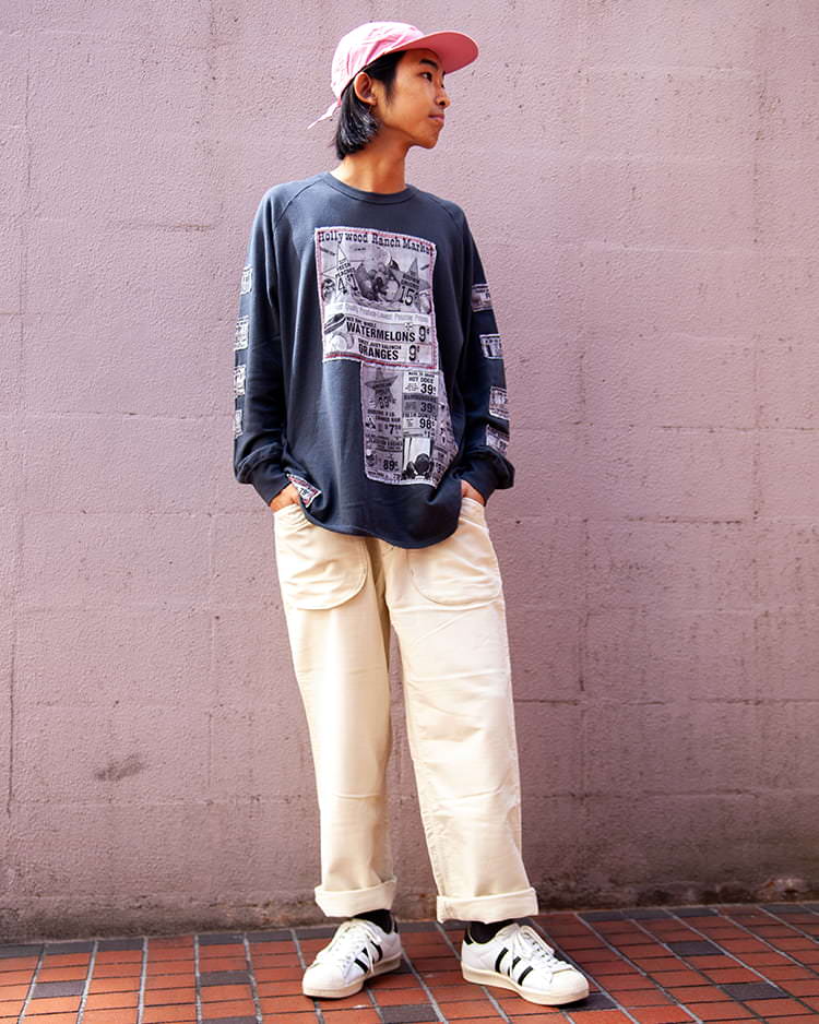 ガーゼウラケ アドバタイジング パッチワーク ロングスリーブTシャツ