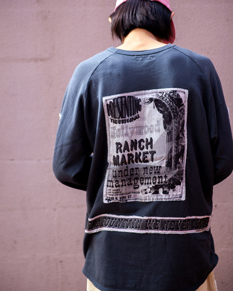 ガーゼウラケ アドバタイジング パッチワーク ロングスリーブTシャツ