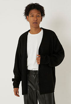 TOWN CRAFT Shaggy Solid Cardigans (M / BLACK)