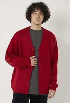 TOWN CRAFT Shaggy Solid Cardigans (M / RED)