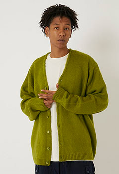 TOWN CRAFT Shaggy Solid Cardigans (M / GREEN)