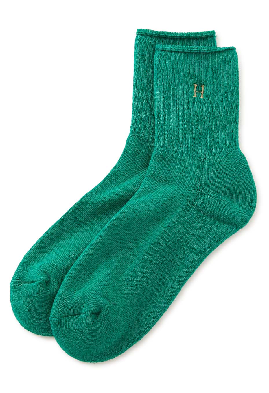 H embroidered pile short socks