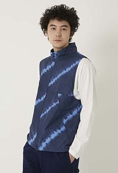● Nylon Nanameshimashibori Zip Vest (S / ONE)