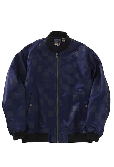 Indigo satin Tobi ichimatsu checkered MA jacket
