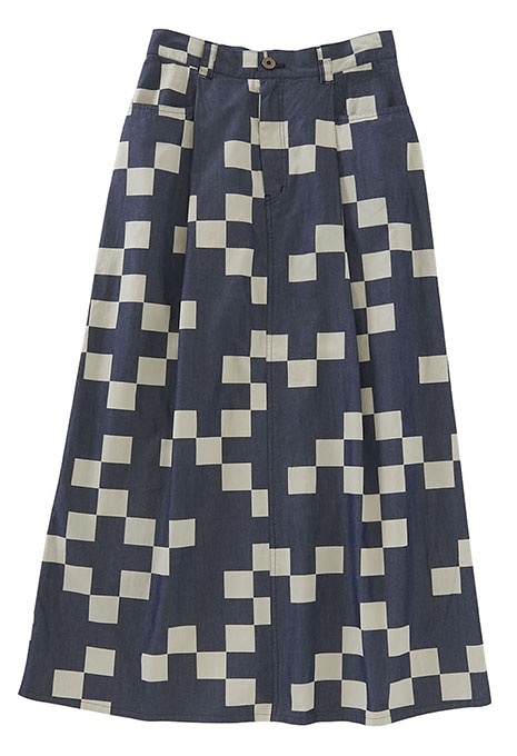 ichimatsu checkered Tuck Skirt