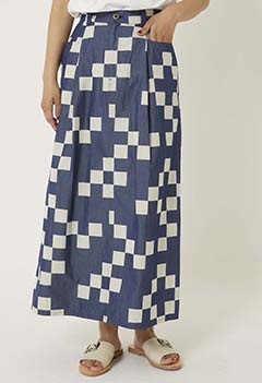 ichimatsu checkered Tuck Skirt