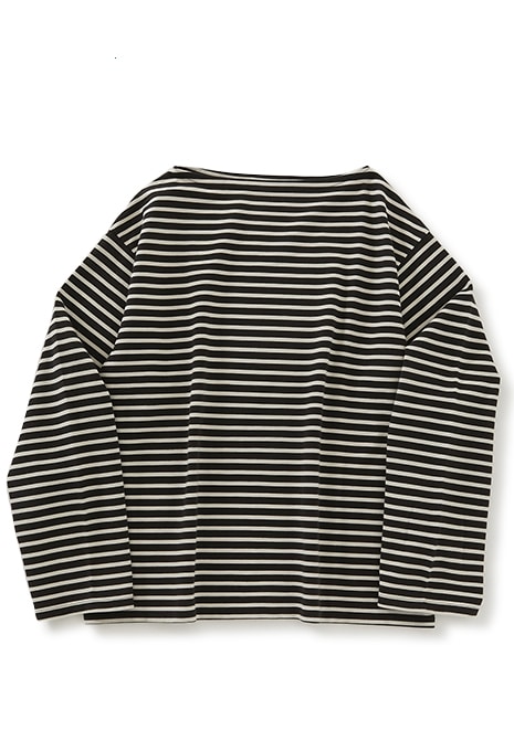 LENO horizontal stripe basque shirt