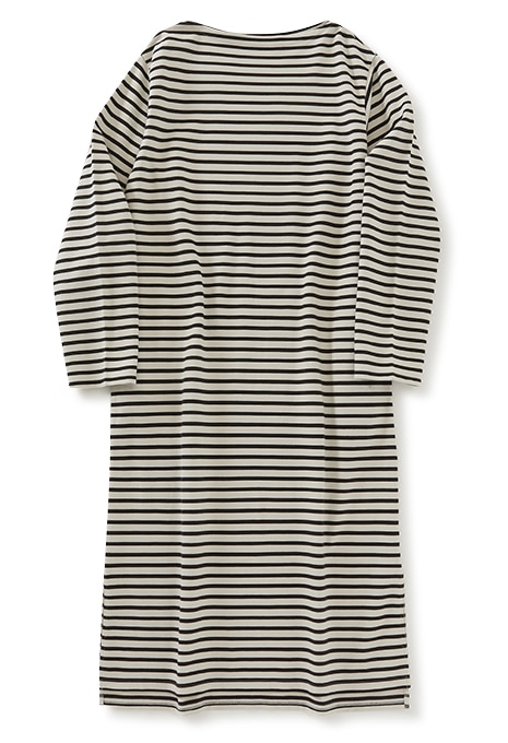 LENO horizontal stripe basque dress