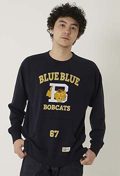 RUSSELL BLUEBLUE Bob Cats 67 crew neck sweat fabric