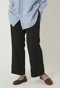Cotton Linen Chino Cloth Tuck Pants Women's (S / BLACK)