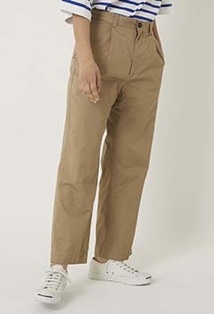 Cotton Linen Chino Cloth Tuck Pants Women's (S / BEIGE)