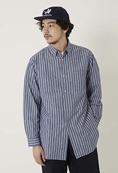 Natural Stripe 2POC Atelier Shirt (S / BLUE)