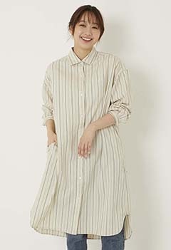 Natural striped shirt dress (ONE / NATURAL)