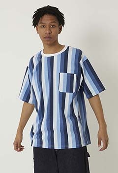 Striped print T-shirts (S / BLUE)