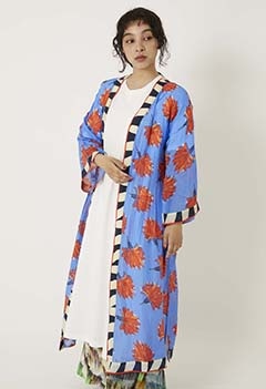 POM AMSTERDAM Kimono FLOWER MARINA BLUE