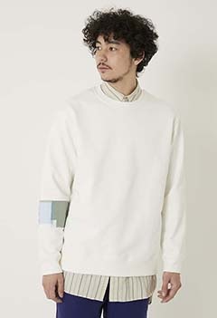 KUON Boro Banded Sleeve sweatshirt (M / WHITE)