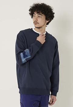 KUON Boro Banded Sleeve sweatshirt (M / NAVY)
