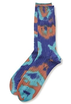 ROTOTO tie dye Formal Crew Socks (M / BLUE)