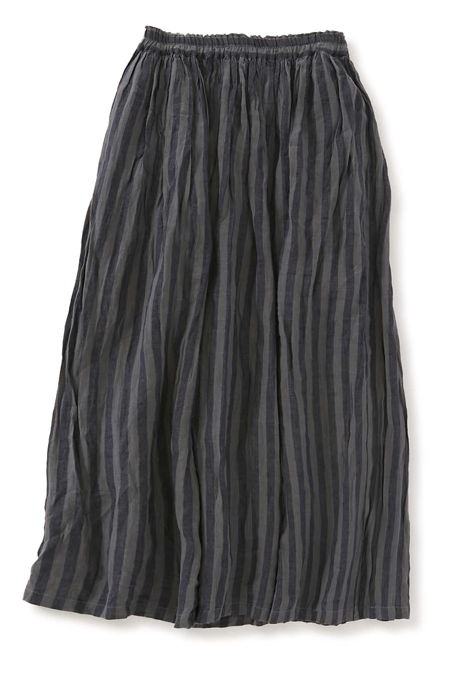 ANTIQUITES Linen East Cooked Striped Skirt