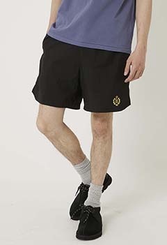Cotton Nylon BB Emblem Training Shorts (S / BLACK)