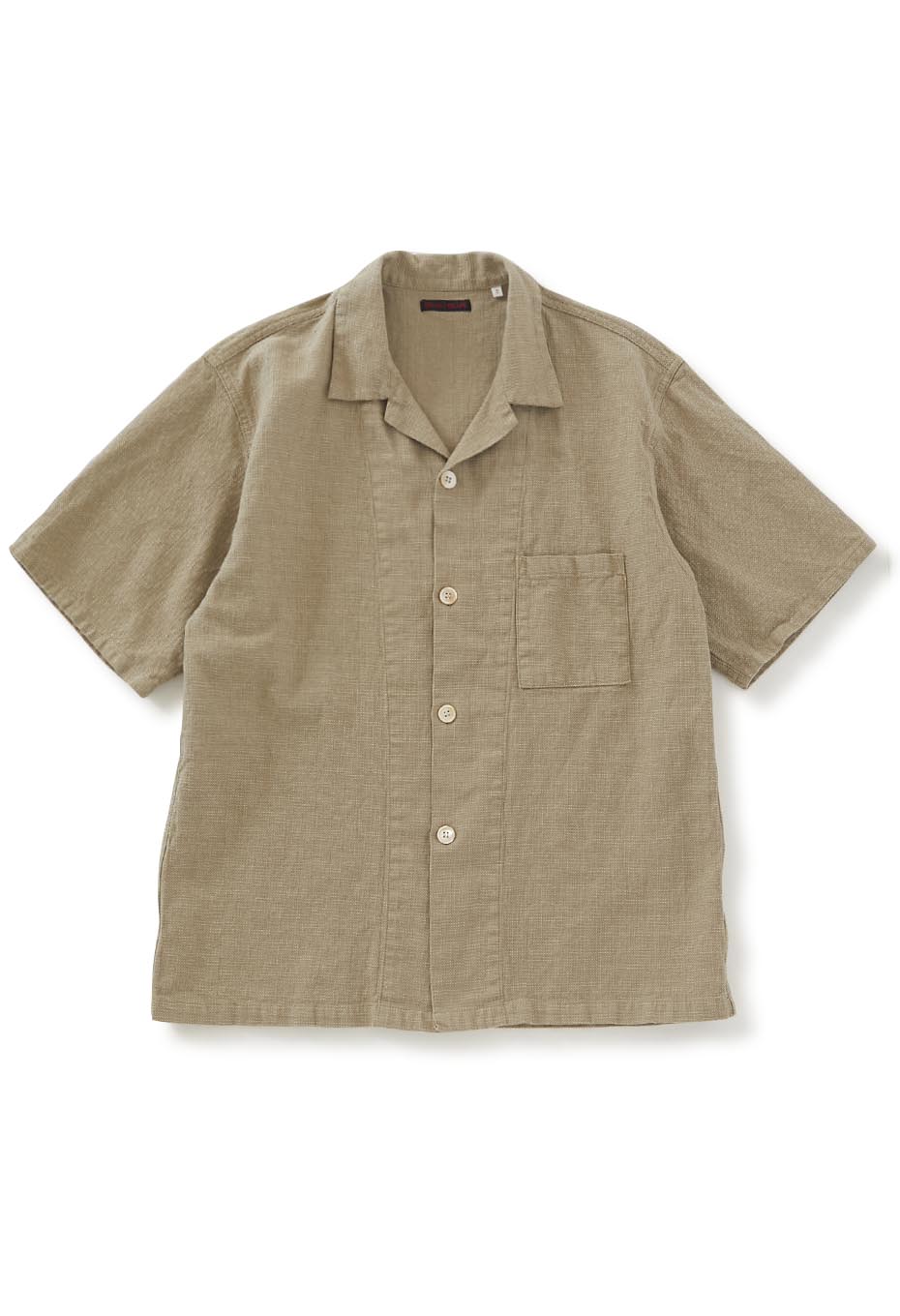 Cotton linen prepeller open collar short sleeve shirt