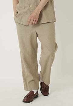 Cotton linen prepeller waist string relaxed pants (S / NATURAL)