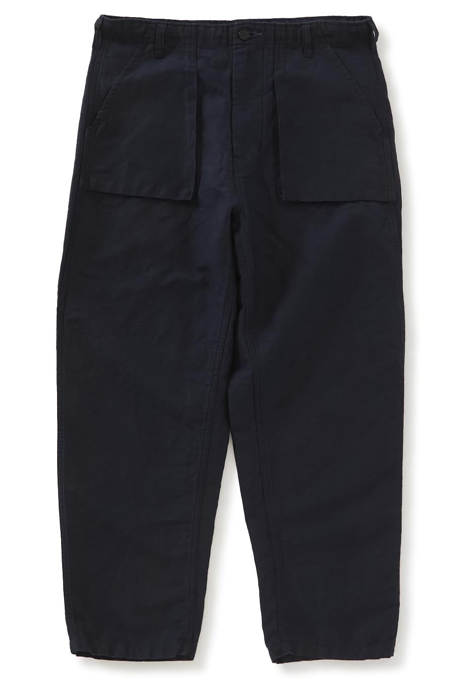 Cotton hemp satin-back crepe utility trousers