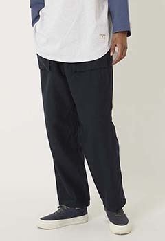 Cotton hemp satin-back crepe utility trousers (S / NAVY)
