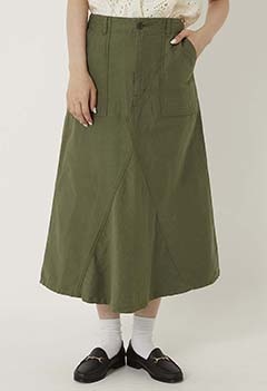 Cotton hemp satin-back crepe utility skirt (S / OD)