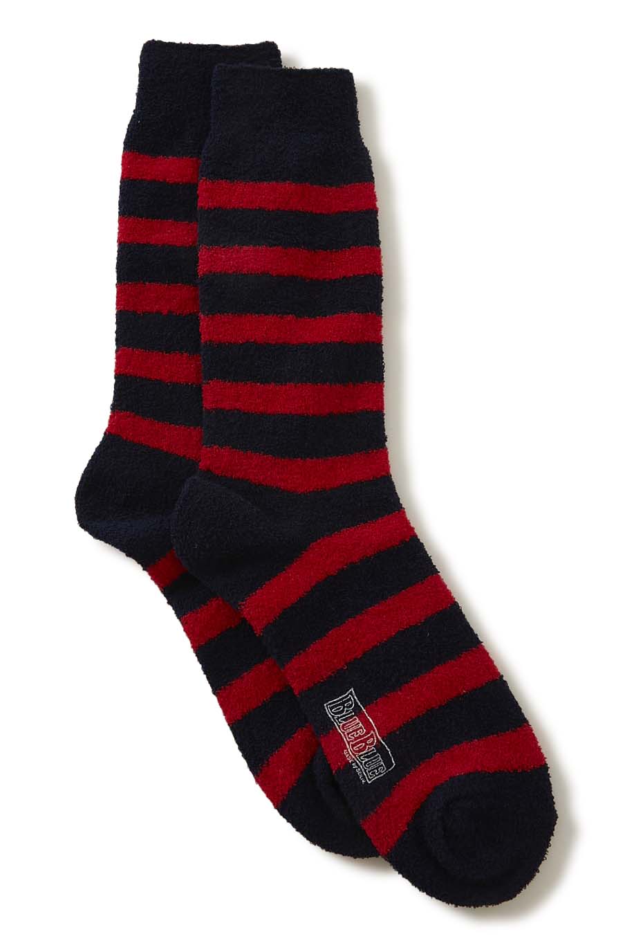 Pile horizontal stripe crew socks