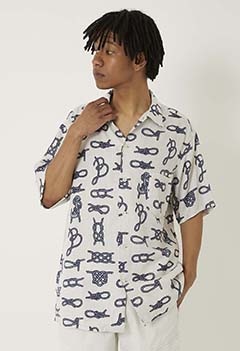 Rope knot Hawaiian shirt (S / OFF WHITE)