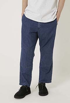 Cotton linen light denim waist string work pants