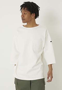 Super Heavy plain stitch Half Sleeve Pocket Basque Shirt (S / OFF WHITE)