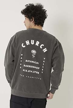 CHURCH BARBER バーバーショップロゴ クルーネック スウェットシャツ（M / CH GREY）