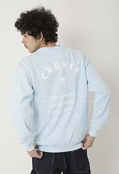 CHURCH BARBER logo crew neck sweatshirt (M / LIGHT BLUE)