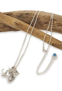 Silver Mermaid &amp; Anchor Necklace