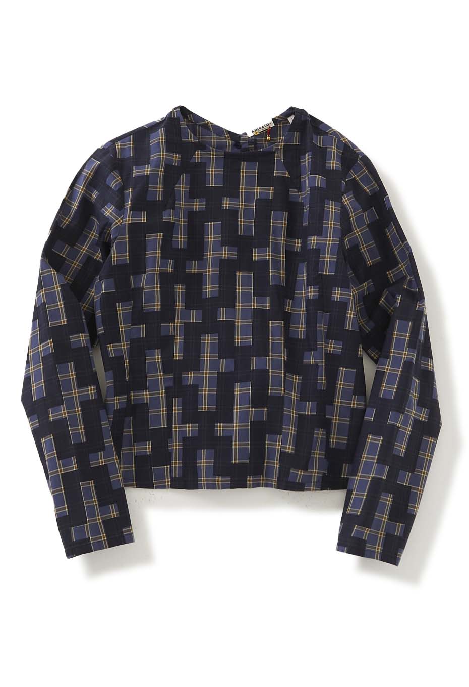 ナガシジュウジ ガンリョウプリント バックリボンシャツ ウイメンズ