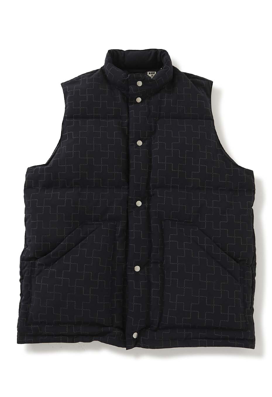 Nylon reflector print recycled down vest