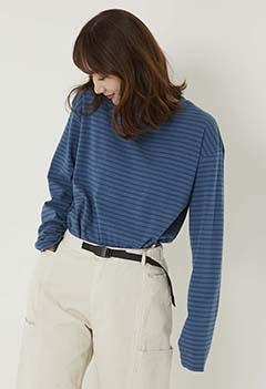 LENO long sleeve horizontal stripe T-shirts