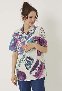 BINDU rayon Bisky Hawaiian Shirt (XS / PINK)